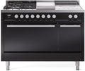 ILVE UP48FSQMPBK 48 Inch Freestanding Dual Fuel Range in Glossy Black
