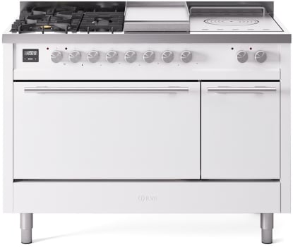 ILVE UP48FSQMPWH 48 Inch Freestanding Dual Fuel Range in White
