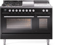 ILVE UP48FSWMPBK 48 Inch Freestanding Dual Fuel Range - Glossy Black