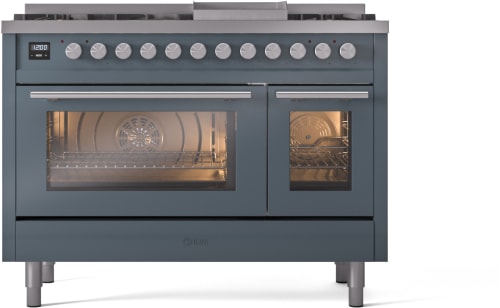 ILVE UP48FWMPBGLP 48 Inch Freestanding Dual Fuel Range (LP) - Blue Grey/Bronze