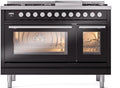 ILVE UP48FWMPBKLP 48 Inch Freestanding Dual Fuel Range (LP) - Glossy Black