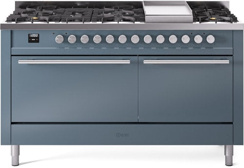 ILVE UP60FQMPBG 60 Inch Freestanding Dual Fuel Range - Blue Grey/Bronze