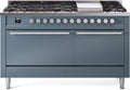 ILVE UP60FQMPBGLP 60 Inch Freestanding Dual Fuel Range (LP) - Blue Grey/Bronze