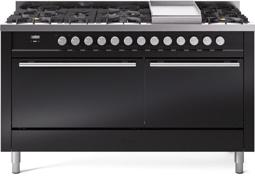 ILVE UP60FQMPBK 60 Inch Freestanding Dual Fuel Range - Glossy Black