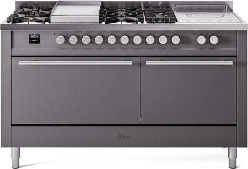ILVE UP60FSQMPMGLP Professional Plus II 60" Dual Fuel Range in Graphite Matte