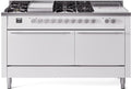 ILVE UP60FSQMPWHLP Professional Plus II 60" Dual Fuel Range in White