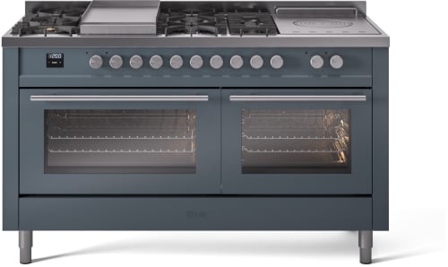 ILVE UP60FSWMPBG Professional Plus 60" Dual Fuel Range in Blue Grey