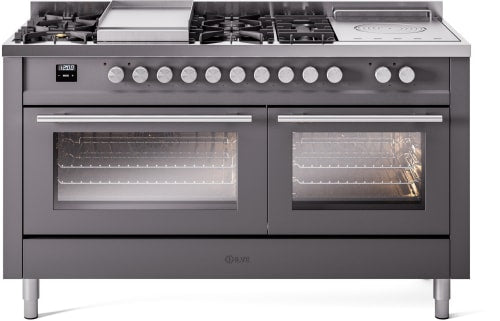 ILVE UP60FSWMPMGLP Professional Plus II 60" Dual Fuel Range in Graphite Matte