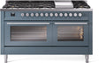 ILVE UP60FWMPBGLP Professional Plus II 60" Dual Fuel Range in Blue Grey