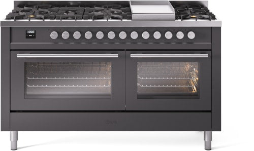 ILVE UP60FWMPMGLP Professional Plus II 60" Dual Fuel Range in Graphite Matte
