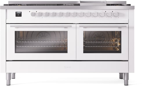 ILVE UP60FSWMPWHLP Professional Plus II 60" Dual Fuel Range in White