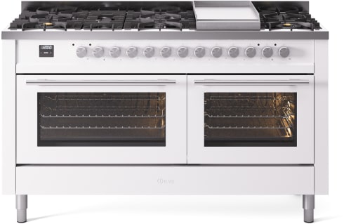 ILVE UP60FWMPWH Professional Plus 60" Dual Fuel Range in White