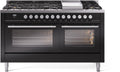ILVE UP60FWMPBKLP Professional Plus II 60" Dual Fuel Range in Glossy Black