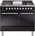 ILVE UPD40FQMPBK Professional Plus 40" Dual Fuel Range in Glossy Black