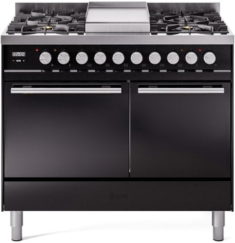 ILVE UPD40FQMPBK Professional Plus 40" Dual Fuel Range in Glossy Black