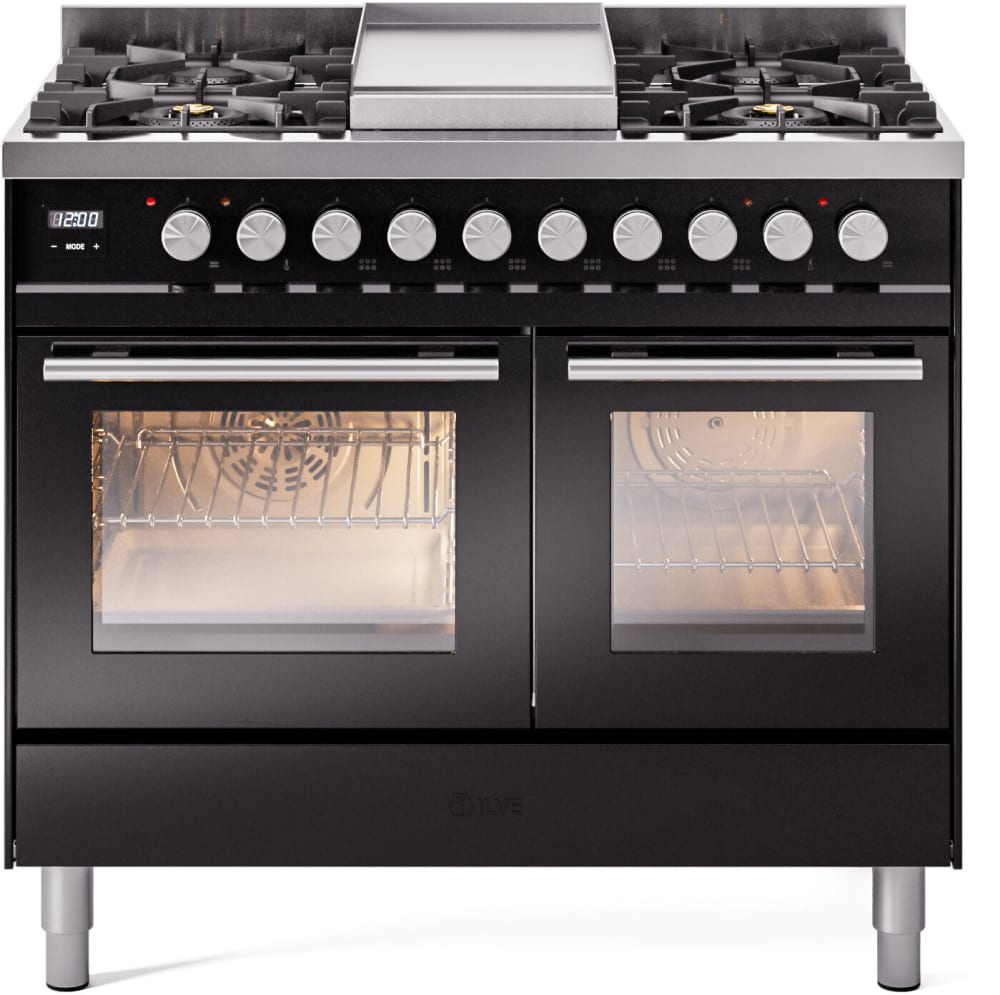 ILVE UPD40FWMPBKLP 40 Inch Freestanding Dual Fuel Range (LP) - Glossy Black