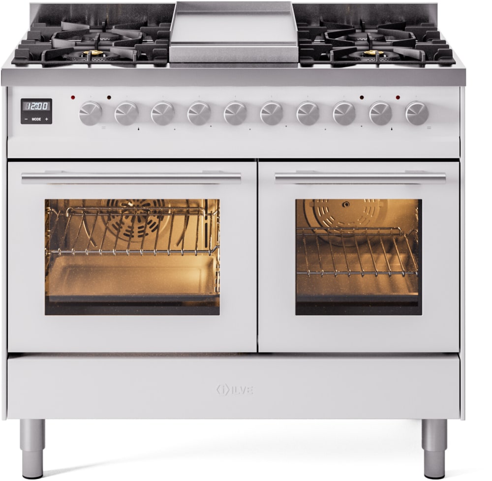 ILVE UPD40FWMPWHLP 40 Inch Freestanding Dual Fuel Range (LP) - White