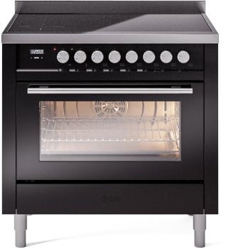 ILVE UPI366WMPBK 36 Inch Induction Range - Glossy Black